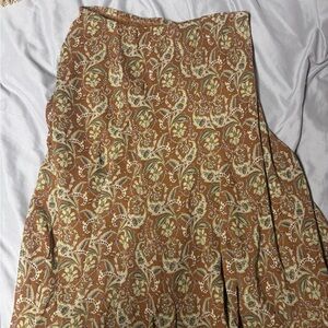 Charter Club Silk Brown Floral A-Line Skirt